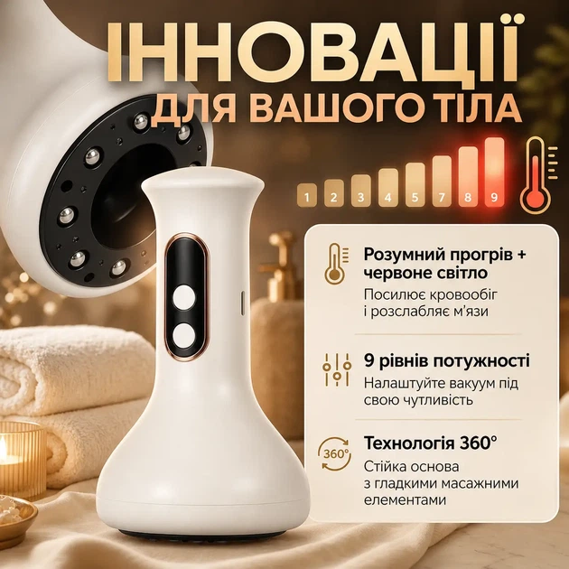 Вакуумный портативный антицеллюлитный массажер для шеи спины и тела Luma Cup баночный ручной массажер с разогревом электрический - изображение 3