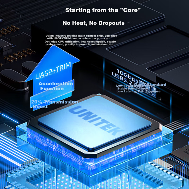 Корпус для SSD-накопичувача UNITEK M.2 NVMe, портативний корпус для жорсткого диска Type-C 3.2, зовнішній SSD-ридер для ноутбуків, планшетів і смартфонів. - Фото 5 Корпус для SSD-накопичувача UNITEK M.2 NVMe, портативний корпус для жорсткого диска Type-C 3.2, зовнішній SSD-ридер для ноутбуків, планшетів і смартфонів. - зображення 5