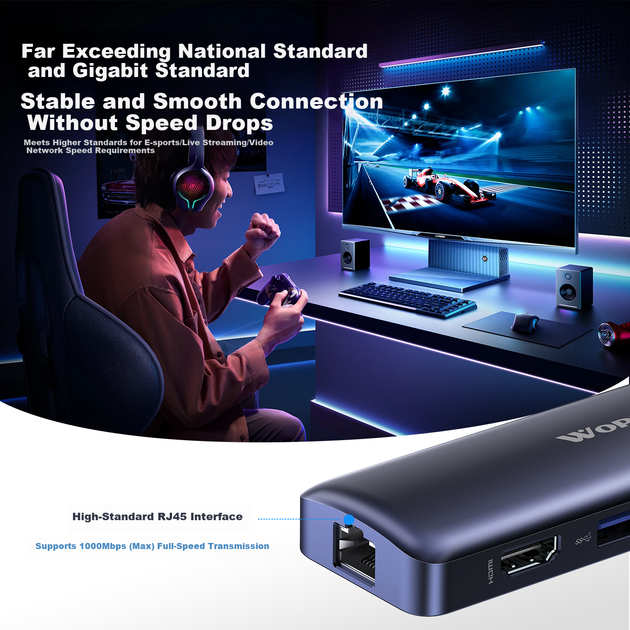 Док-станция Wopool Type-C с тремя дисплеями, двумя HDMI-выходами, USB-C Thunderbolt 4, расширитель экрана 4K60Hz для ноутбуков Apple Mac и Huawei. - Фото 9 Док-станция Wopool Type-C с тремя дисплеями, двумя HDMI-выходами, USB-C Thunderbolt 4, расширитель экрана 4K60Hz для ноутбуков Apple Mac и Huawei. - изображение 9