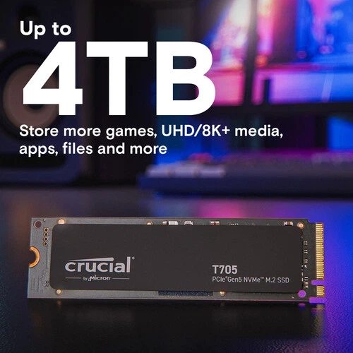 SSD диск Crucial T705 1TB PCIe Gen5.0 x4 NVMe M.2 SSD (CT1000T705SSD3) - Фото 7 SSD диск Crucial T705 1TB PCIe Gen5.0 x4 NVMe M.2 SSD (CT1000T705SSD3) - зображення 7