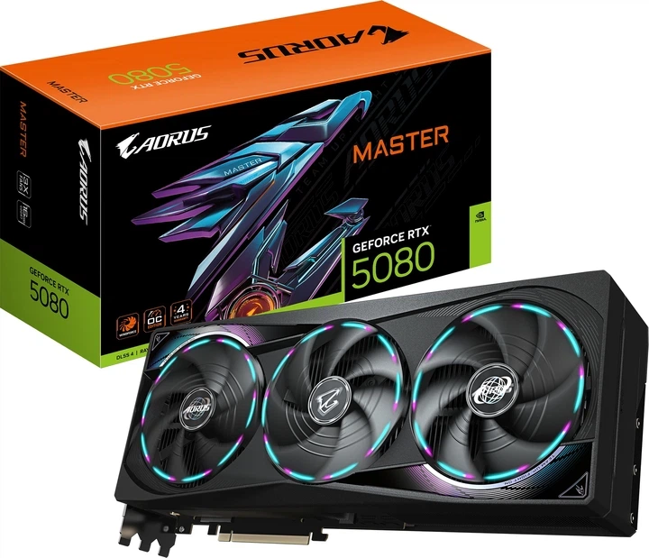 Відеокарта Gigabyte PCI-Ex GeForce RTX 5080 Aorus Master 16GB GDDR7 (256bit) (2805/30000) (HDMI, 3 x DisplayPort) (GV-N5080AORUS M-16GD) - изображение 2