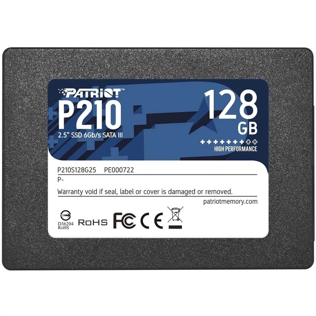 Накопичувач SSD 128GB Patriot P210 2.5" SATAIII TLC (P210S128G25) - Фото 1 Накопичувач SSD 128GB Patriot P210 2.5" SATAIII TLC (P210S128G25) - зображення 1