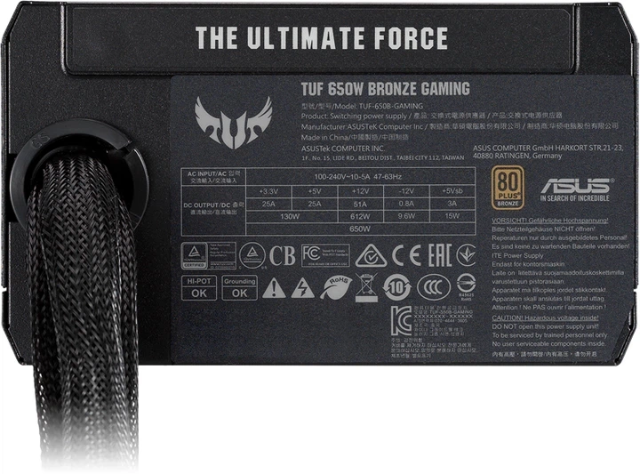 Блок живлення Asus TUF Gaming 650 W 80+ Bronze (90YE00D1-B0NA00) - зображення 2