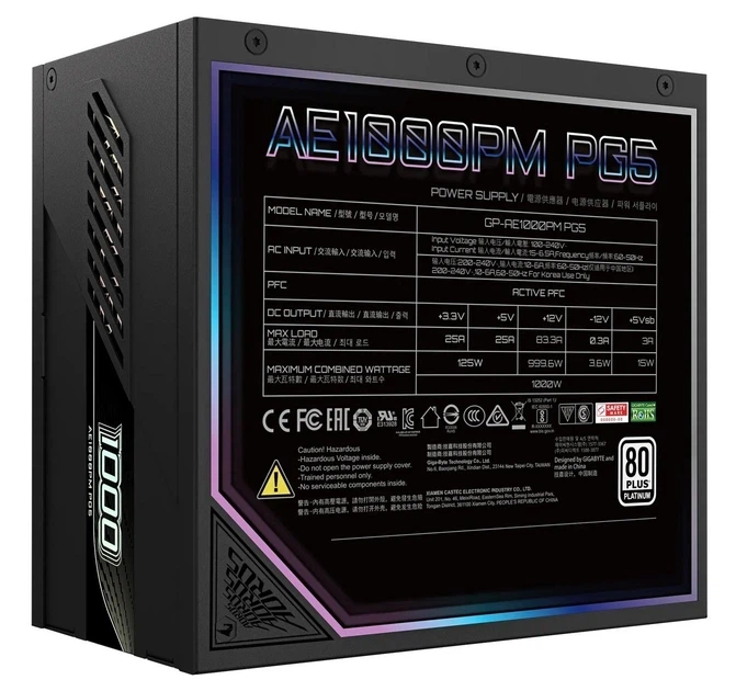 Блок живлення 1000W Gigabyte 1000W AE1000PM PG5 (GP-AE1000PM PG5) - изображение 6