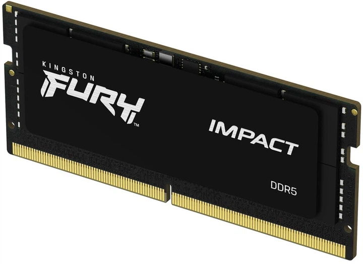 Оперативна пам'ять Kingston Fury SODIMM DDR5-4800 16384MB PC5-38400 Impact 1Rx8 Black (KF548S38IB-16) - изображение 3