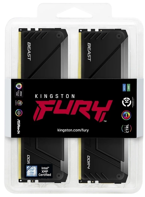 Оперативна пам'ять Kingston Fury Beast RGB DDR4-3200 32768MB PC4-25600 (Kit of 2x16384) Black (KF432C16BB12AK2/32WP) - изображение 6