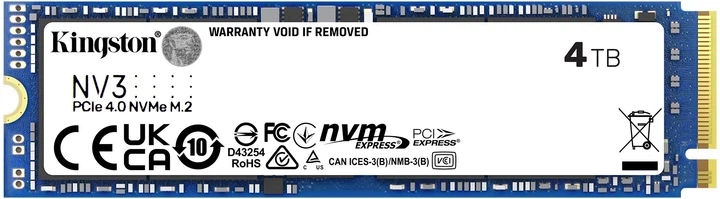 SSD диск Kingston 4TB M.2 PCI Express 4.0 x4 3D QLC (SNV3S/4000G) - Фото 1 SSD диск Kingston 4TB M.2 PCI Express 4.0 x4 3D QLC (SNV3S/4000G) - изображение 1