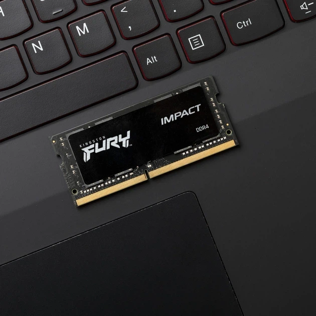 Оперативна пам'ять Kingston Fury SODIMM DDR4-3200 32768 MB PC4-25600 (Kit of 2x16384) Impact Black (KF432S20IBK2/32) - изображение 2