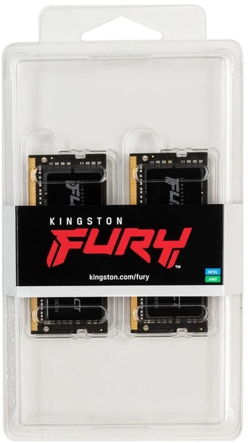 Оперативна пам'ять Kingston Fury SODIMM DDR4-3200 32768 MB PC4-25600 (Kit of 2x16384) Impact Black (KF432S20IBK2/32) - изображение 3