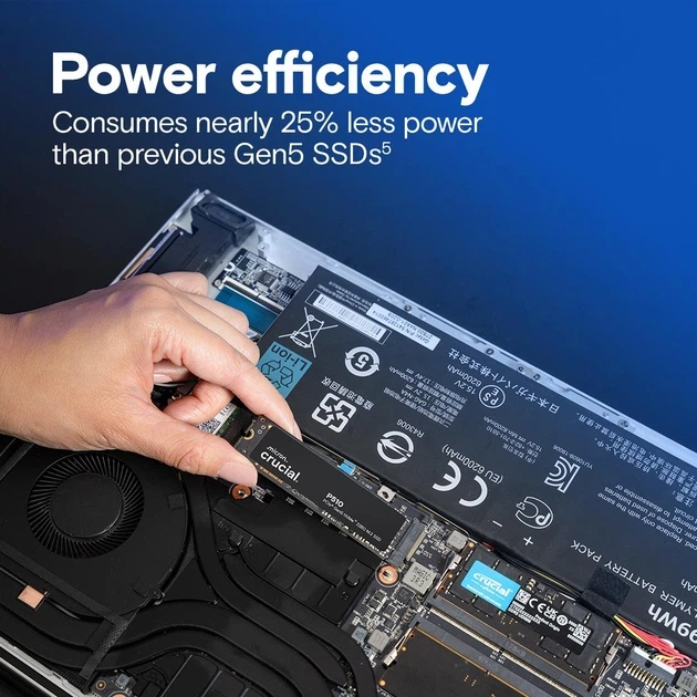 SSD накопичувач Crucial P510 2 TB (CT2000P510SSD8), PCIe Gen5 NVMe, (up to 10000/8700 MB/s) - Фото 6 SSD накопичувач Crucial P510 2 TB (CT2000P510SSD8), PCIe Gen5 NVMe, (up to 10000/8700 MB/s) - изображение 6
