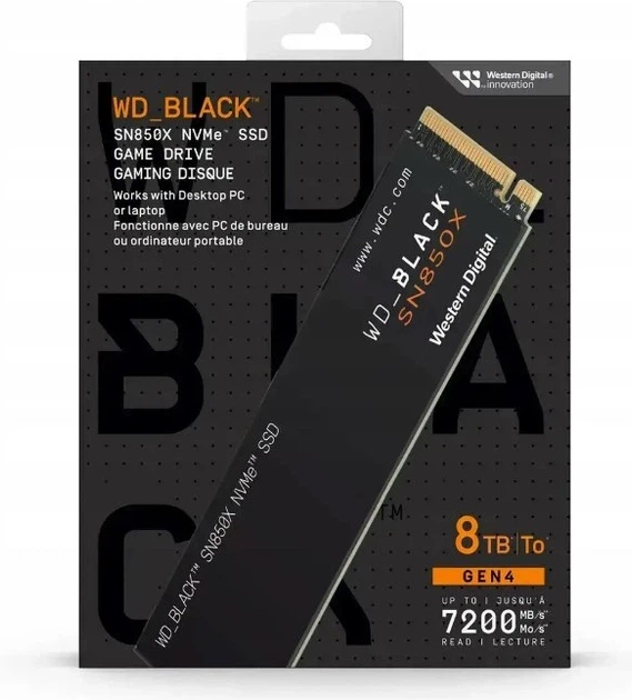 SSD накопичувач 8 TB WD Black SN850X (WDS800T2X0E) OEM - изображение 2