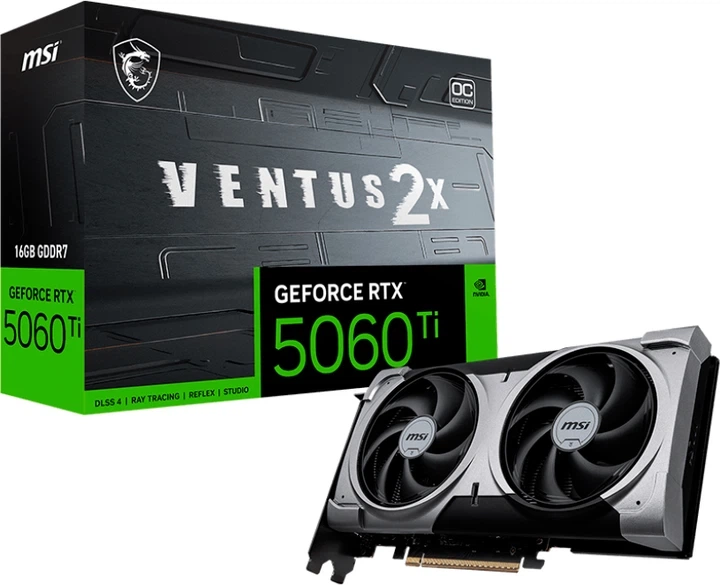 Відеокарта MSI PCI-Ex GeForce RTX 5060 Ti VENTUS 2X OC PLUS 16GB GDDR7 (128bit) (2617/28000) (HDMI, 3 x DisplayPort) (RTX 5060 Ti 16G VENTUS 2X OC PLUS) - Фото 2 Відеокарта MSI PCI-Ex GeForce RTX 5060 Ti VENTUS 2X OC PLUS 16GB GDDR7 (128bit) (2617/28000) (HDMI, 3 x DisplayPort) (RTX 5060 Ti 16G VENTUS 2X OC PLUS) - изображение 2