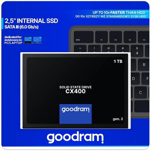 SSD диск Goodram CX400 Gen.2 1TB 2.5" SATAIII 3D NAND QLC (SSDPR-CX400-01T-G2) - зображення 2