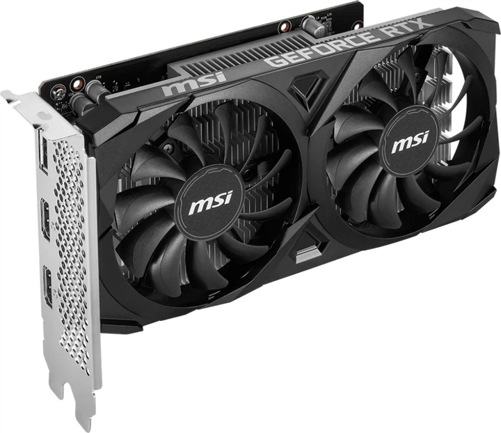 Відеокарта MSI PCI-Ex GeForce RTX 3050 Ventus 2X E 6G OC 6GB GDDR6 (96bit) (1492/14000) (2 x HDMI, DisplayPort) (GeForce RTX 3050 VENTUS 2X E 6G OC) - Фото 4 Відеокарта MSI PCI-Ex GeForce RTX 3050 Ventus 2X E 6G OC 6GB GDDR6 (96bit) (1492/14000) (2 x HDMI, DisplayPort) (GeForce RTX 3050 VENTUS 2X E 6G OC) - изображение 4