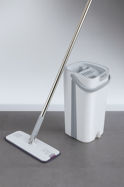 Швабра для уборки умная Cleaner Mop-Kit с ведром 6 л системой автоматического отжима Белый - изображение 9