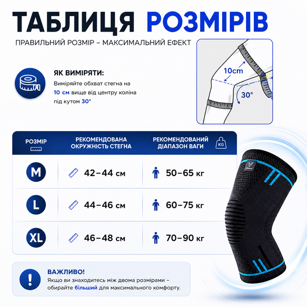 Наколенник компрессионный Vilico AB080 размер L 1 шт, синий, для фитнеса, бега и ежедневной стабилизации колена - изображение 8
