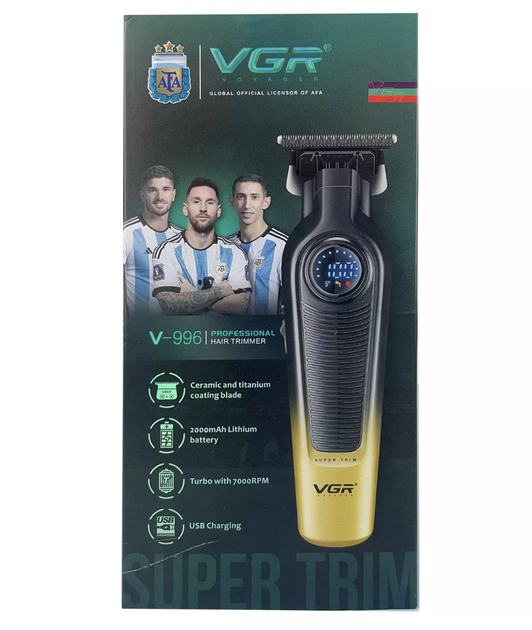 Машинка для стриження VGR V-996 акумуляторний Тример 2000 mAh YELLOW з дисплеєм - зображення 11