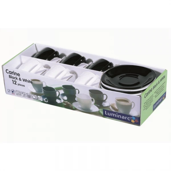 Набор чайный Luminarc Carine Black and White 220 мл 12 пр. (D2371) - изображение 2