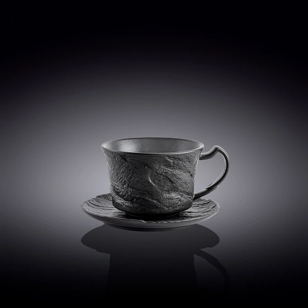 Чашка кофейная с блюдцем Wilmax Slatestone Black 110 мл (WL-661150 / AB) - Фото 1 Чашка кофейная с блюдцем Wilmax Slatestone Black 110 мл (WL-661150 / AB) - изображение 1