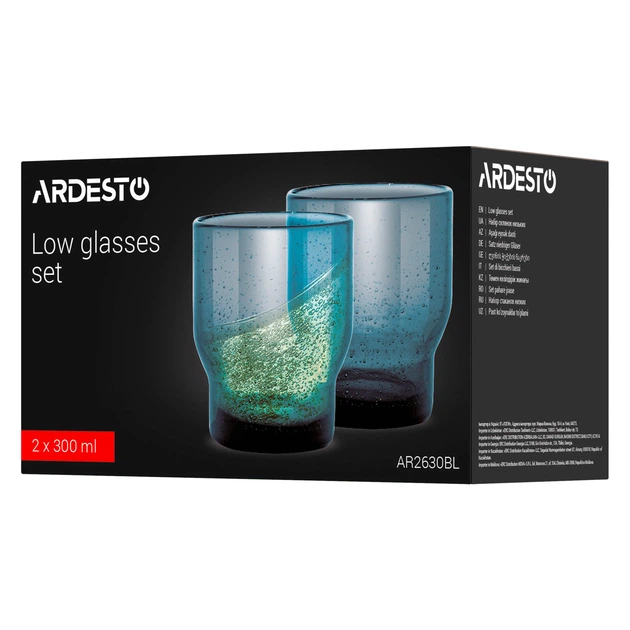 Набор стаканов низких Ardesto Bubble 300мл, 2шт, стекло, синий (AR2630BL) - изображение 4