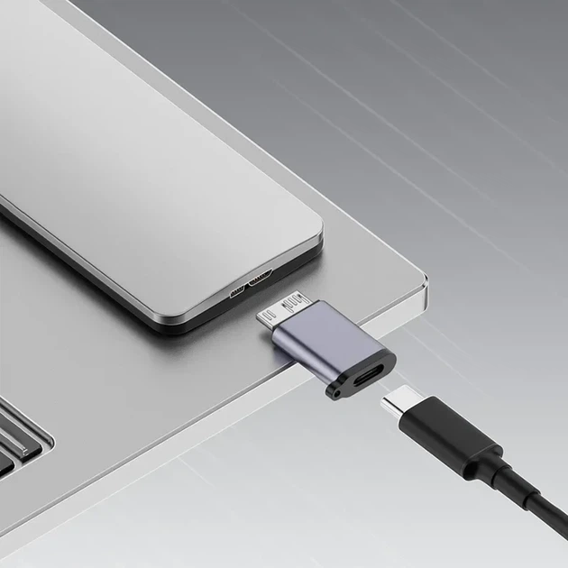 Адаптер переходник Micro B к Type-C USB 3.0 для внешнего диска HDD - изображение 3