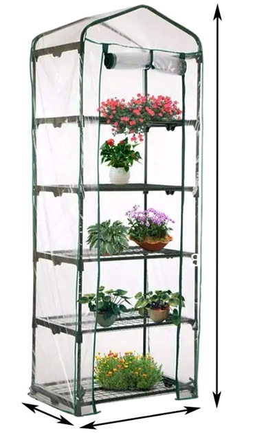 Мини-теплица 5 полок для растений на балконе металл фольга зеленая Flo KT3236 - зображення 6