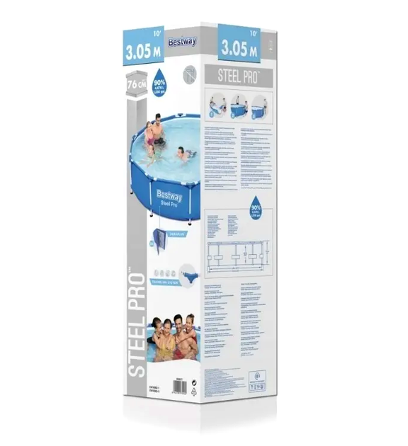 Каркасный бассейн 305 см 4678 л для дачи с PVC Тритек синий BestWay CS-0200 - изображение 4