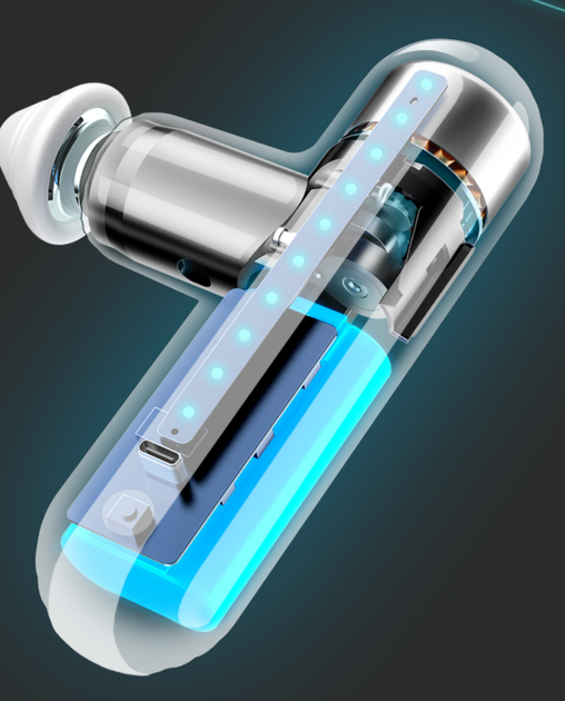 Перкуссионный массажер для тела Mini Massage Gun SK9 – стильный массажный пистолет для мышц, 4 насадки. - изображение 4