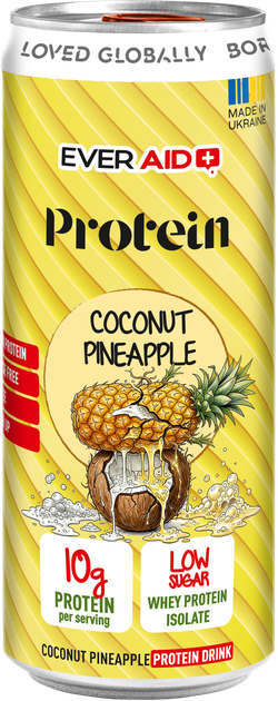 Упаковка напою безалкогольного Ever Aid Coconut Pineapple Protein drink 0.33 л х 12 банок (14820183003437) - зображення 2