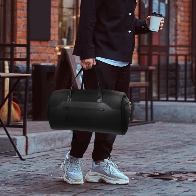 Дорожная сумка Wozinsky Premium для костюма с карманом для влажных вещей 50л Black (5907769372179) - изображение 11