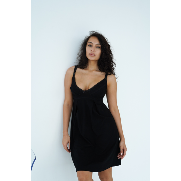 Нічна сорочка для годування Soft&Lace, розмір S (44), Чорна - изображение 4