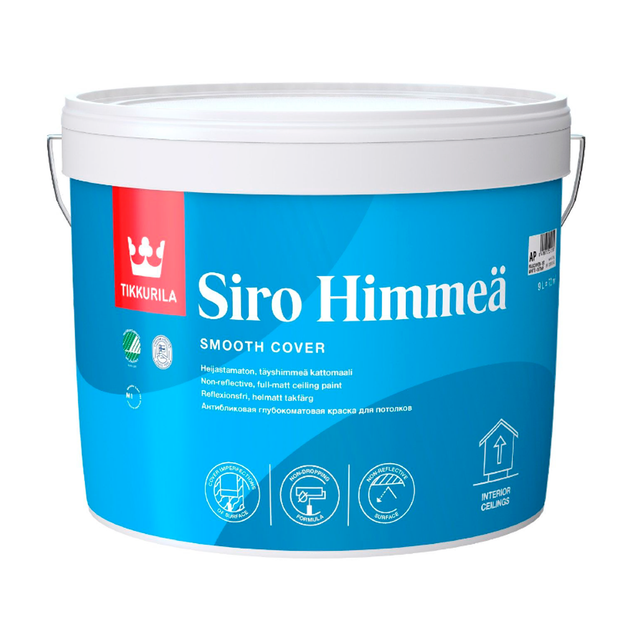 Фарба інтер'єрна водорозчинна глибоко-матова Фарба Tikkurila Siro Himmea ( Біла ) 9л - Фото 1 Фарба інтер'єрна водорозчинна глибоко-матова Фарба Tikkurila Siro Himmea ( Біла ) 9л - зображення 1