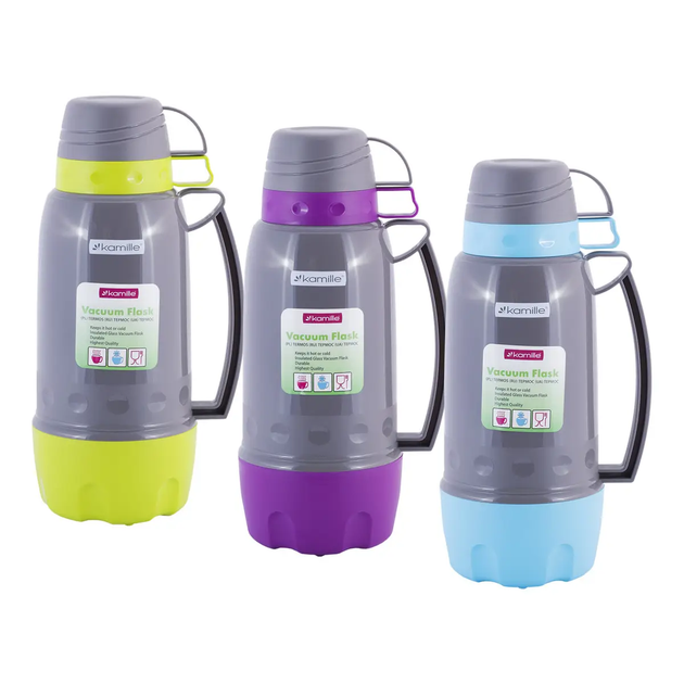 Термос Kamille KM-2081 1800 мл пластиковий зі скляною колбою та кришкою-чашкою салатовий - Фото 5 Термос Kamille KM-2081 1800 мл пластиковий зі скляною колбою та кришкою-чашкою салатовий - зображення 5