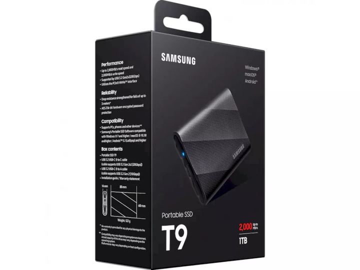 SSD накопичувач Samsung T9 1 TB Black (MU-PG1T0B) - Фото 7 SSD накопичувач Samsung T9 1 TB Black (MU-PG1T0B) - изображение 7