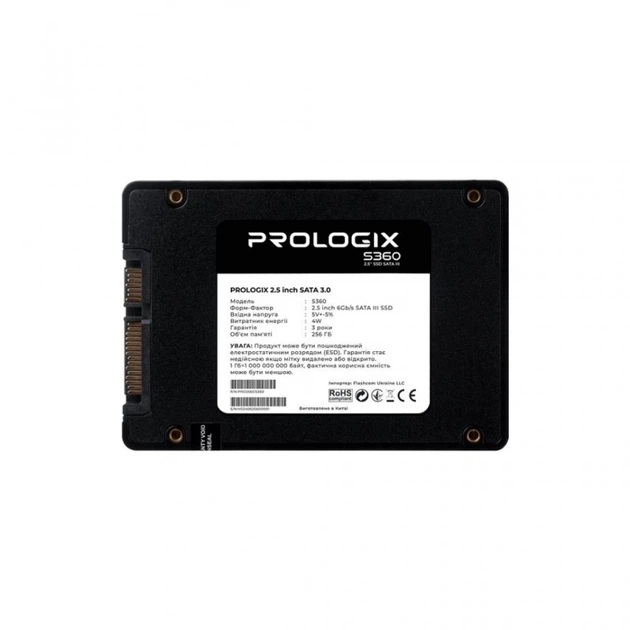 Накопитель SSD 2.5" 256GB S360 Prologix (PRO256GS360) (22807) - Фото 2 Накопитель SSD 2.5" 256GB S360 Prologix (PRO256GS360) (22807) - изображение 2