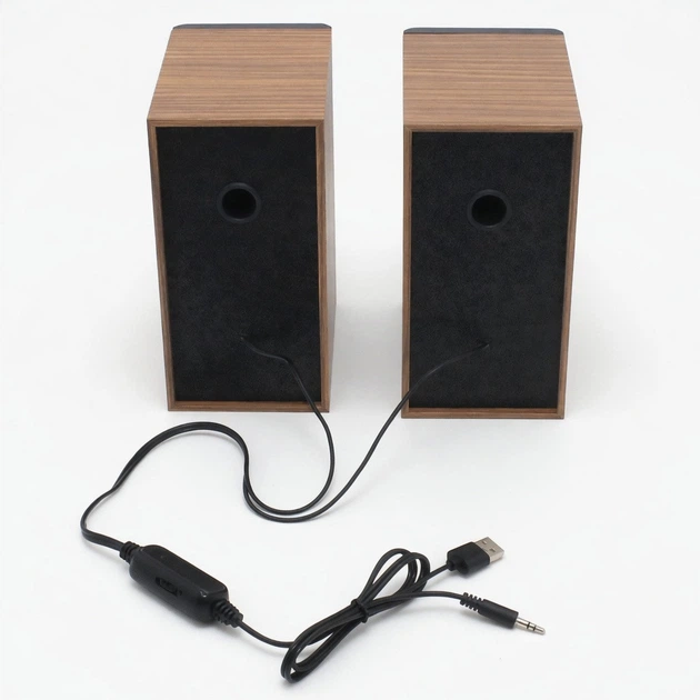 Компьютерные колонки, от USB, 3W, FT-2031, Коричневый, Проводные колонки для компьютера, Музыкальные колонки для ПК - Фото 2 Компьютерные колонки, от USB, 3W, FT-2031, Коричневый, Проводные колонки для компьютера, Музыкальные колонки для ПК - изображение 2