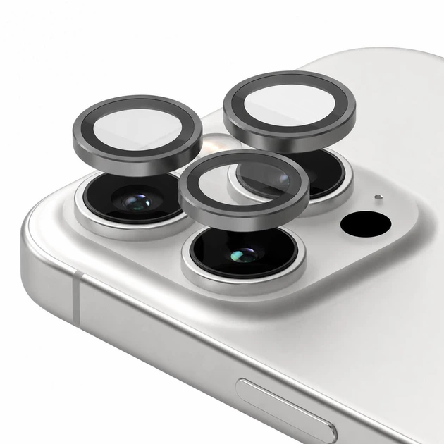 Защитное стекло на камеру iPhone 16 Pro / iPhone 16 Pro Max Natural Titanium серый (ЕС-2191I16PNT) - Фото 1 Защитное стекло на камеру iPhone 16 Pro / iPhone 16 Pro Max Natural Titanium серый (ЕС-2191I16PNT) - изображение 1