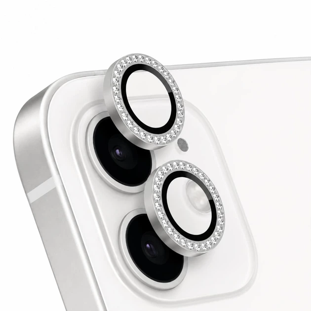 Защитное стекло на камеру iPhone 11 / iPhone 12 / iPhone 12 Mini Diamond Lens серебристый с камешками (ЕС-2190I11S) - Фото 1 Защитное стекло на камеру iPhone 11 / iPhone 12 / iPhone 12 Mini Diamond Lens серебристый с камешками (ЕС-2190I11S) - изображение 1