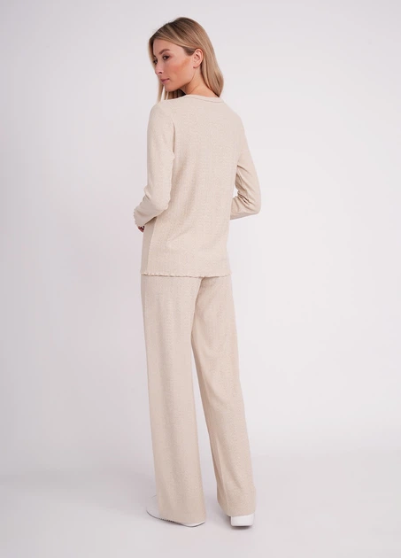 Женский комплект из ангоры Giulia SWAGGIT 5343/280 S, Beige, лонгслив и брюки, трикотажный, с узором, бежевый - Фото 2 Женский комплект из ангоры Giulia SWAGGIT 5343/280 S, Beige, лонгслив и брюки, трикотажный, с узором, бежевый - изображение 2