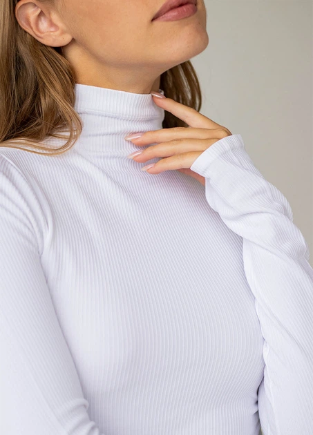 Женская водолазка в рубчик Giulia FLEX LONGSLEEVE POWER S/M White, эластичная водолазка из микрофибры - Фото 9 Женская водолазка в рубчик Giulia FLEX LONGSLEEVE POWER S/M White, эластичная водолазка из микрофибры - изображение 9