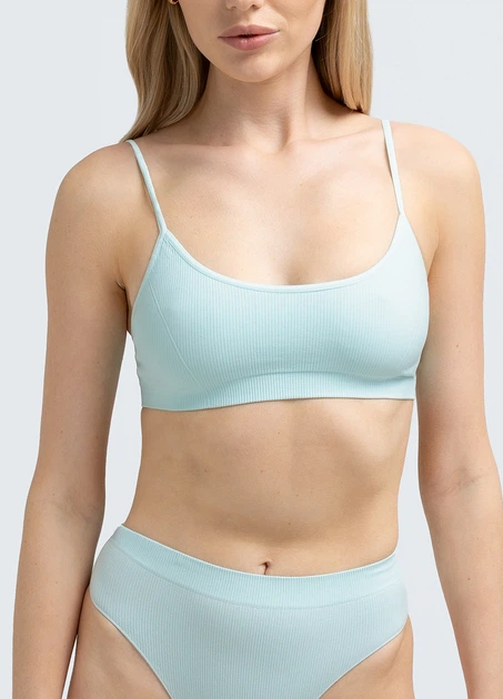 Безшовний топ в рубчик на тонких бретелях Giulia CAMI TOP RIB L/XL Green-mint - изображение 2