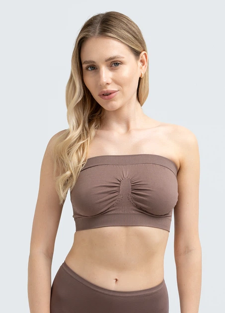 Жіночий безшовний топ з мікрофібри Giulia BANDO L/XL Brown-deep taupe, топ бандо, без бретелей - Фото 8 Жіночий безшовний топ з мікрофібри Giulia BANDO L/XL Brown-deep taupe, топ бандо, без бретелей - зображення 8