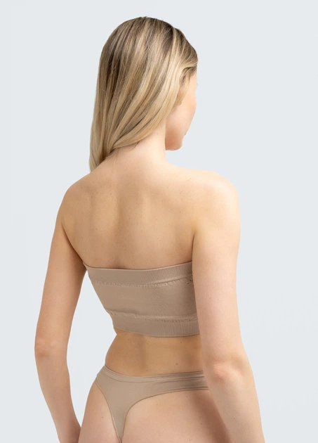 Жіночий безшовний топ з мікрофібри Giulia BANDO S/M Beige-naturale, топ бандо, без бретелей - зображення 9