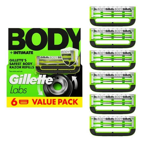 Сменные картриджи для бритья (лезвия кассеты) Gillette Labs BODY Intimate 6 шт. для интимных зон и тела - Фото 1 Сменные картриджи для бритья (лезвия кассеты) Gillette Labs BODY Intimate 6 шт. для интимных зон и тела - изображение 1