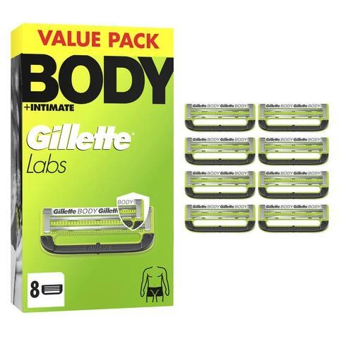 Сменные картриджи для бритья (лезвия кассеты) Gillette Labs BODY Intimate 8 шт. для интимных зон и тела - изображение 2