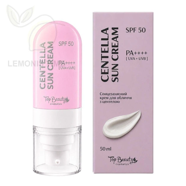 Успокаивающий солнцезащитный крем для лица с центеллой Top Beauty Centella Sun Cream SPF 50 / PA++++ 50 мл - изображение 2