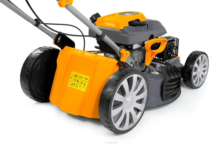 Бензиновая газонокосилка Powermat PM0614 7 л.с. 60 л с мульчированием самоходная с регулировкой высоты держатель для напитков - изображение 7