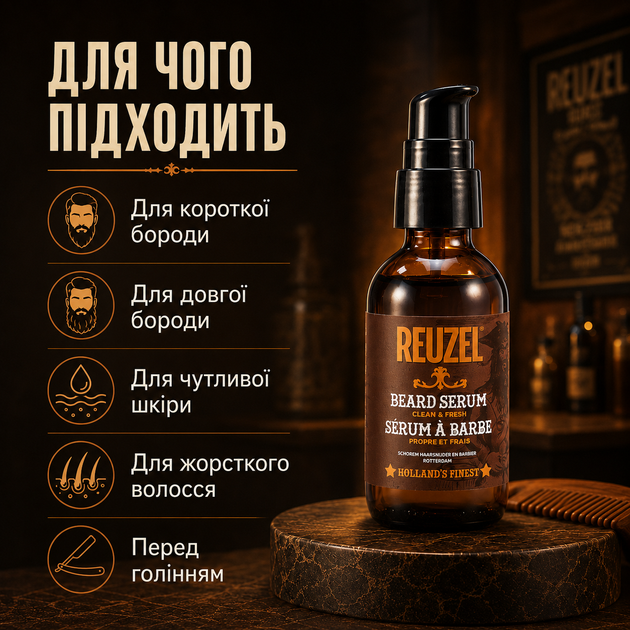 Сироватка для бороди Reuzel Clean & Fresh Beard Serum 50 г зволоження, пом’якшення, нежирний фініш і свіжий аромат апельсина - Фото 4 Сироватка для бороди Reuzel Clean & Fresh Beard Serum 50 г зволоження, пом’якшення, нежирний фініш і свіжий аромат апельсина - зображення 4
