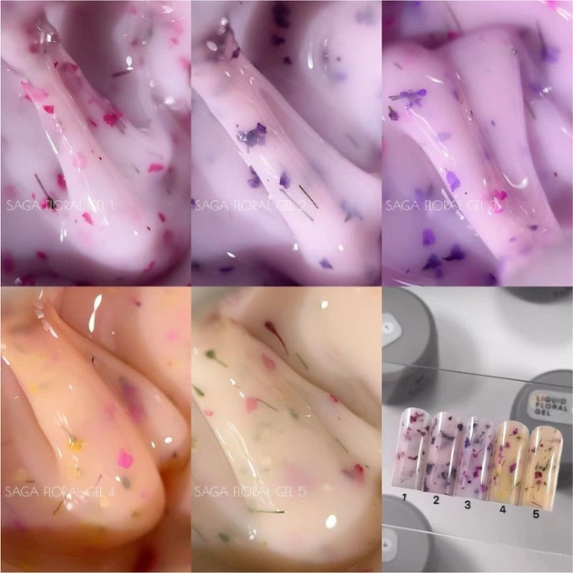 Жидкий гель с сухоцветами SAGA Liquid Floral Gel №02 молочный 15 мл - изображение 6