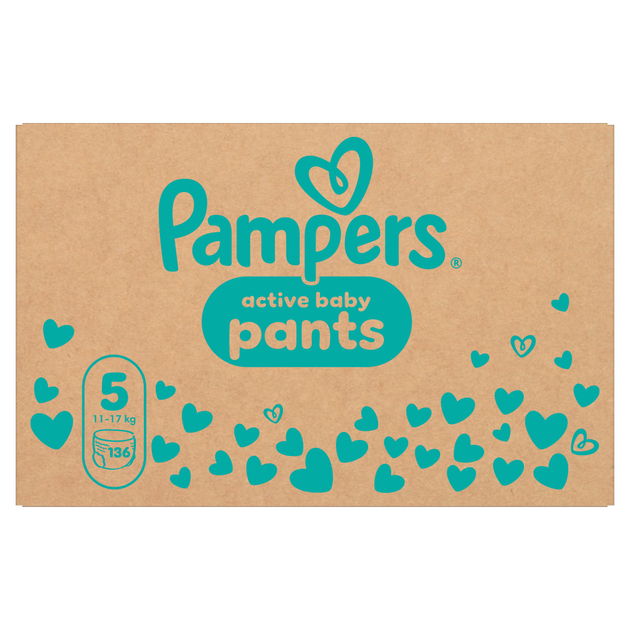 Подгузники-трусики Pampers Active Baby Pants Junior Размер 5 (11-17 кг) 136 шт (8006530305679) - Фото 2 Подгузники-трусики Pampers Active Baby Pants Junior Размер 5 (11-17 кг) 136 шт (8006530305679) - изображение 2